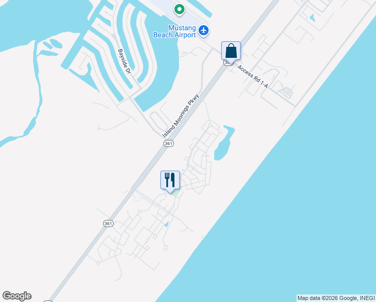 map of restaurants, bars, coffee shops, grocery stores, and more near 180 Sunset Avenue in Port Aransas