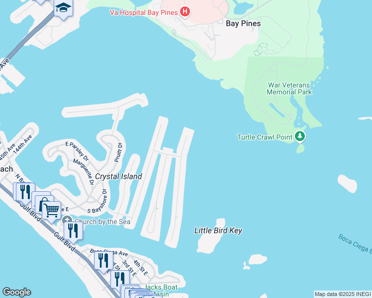 map of restaurants, bars, coffee shops, grocery stores, and more near 571 Johns Pass Avenue in Madeira Beach