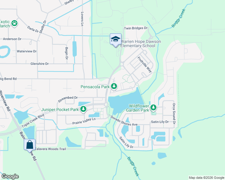 map of restaurants, bars, coffee shops, grocery stores, and more near 12619 Hammock Park Drive in Riverview