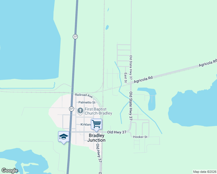map of restaurants, bars, coffee shops, grocery stores, and more near 6672 Cain Street in Bradley