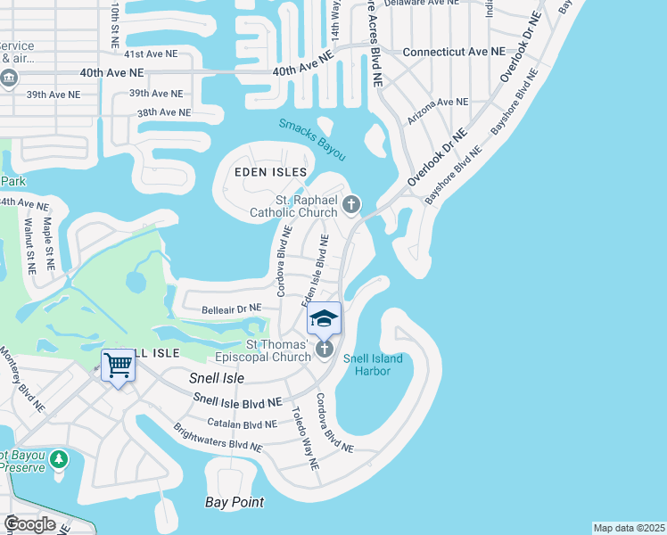 map of restaurants, bars, coffee shops, grocery stores, and more near 1326 Snell Isle Boulevard Northeast in St. Petersburg