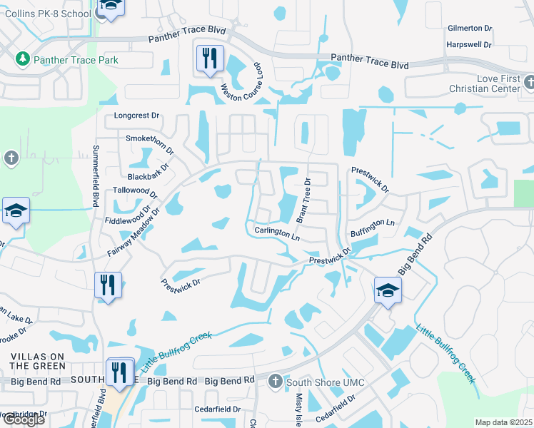 map of restaurants, bars, coffee shops, grocery stores, and more near 11811 Big Bear Circle in Riverview