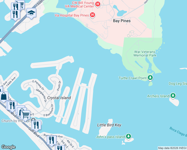map of restaurants, bars, coffee shops, grocery stores, and more near 582 Johns Pass Avenue in Madeira Beach