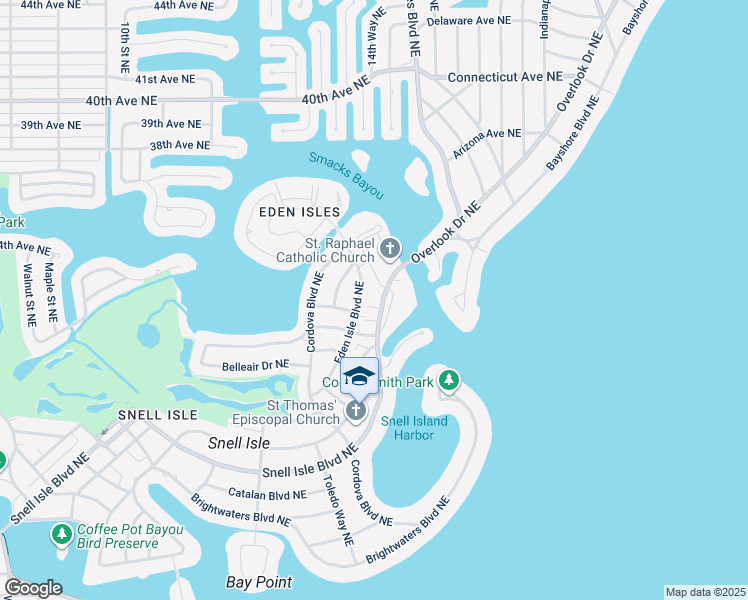 map of restaurants, bars, coffee shops, grocery stores, and more near 1157 Eden Isle Boulevard Northeast in St. Petersburg