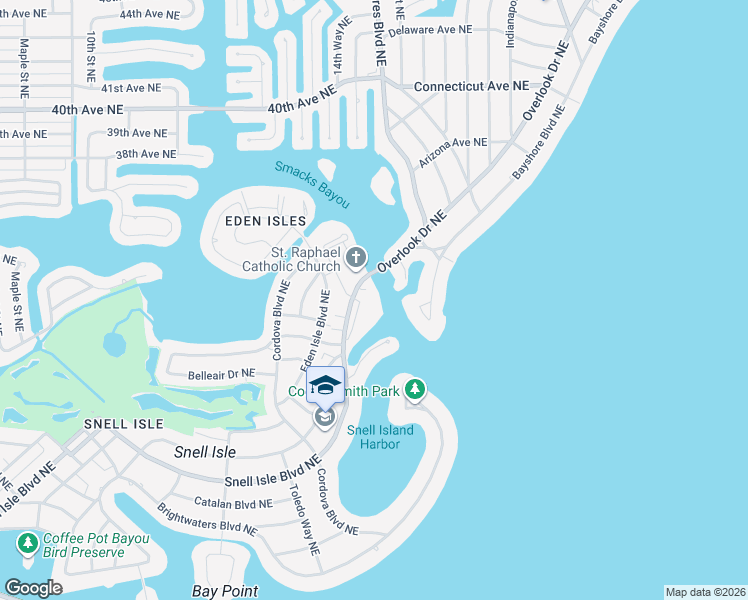 map of restaurants, bars, coffee shops, grocery stores, and more near 1325 Snell Isle Boulevard Northeast in St. Petersburg