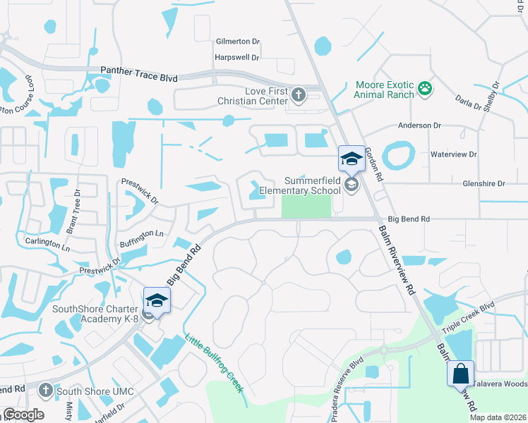 map of restaurants, bars, coffee shops, grocery stores, and more near 11809 Brenford Crest Drive in Riverview