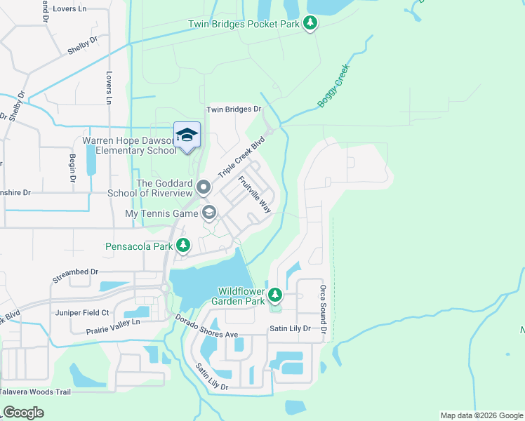 map of restaurants, bars, coffee shops, grocery stores, and more near 13105 Fruitville Way in Riverview