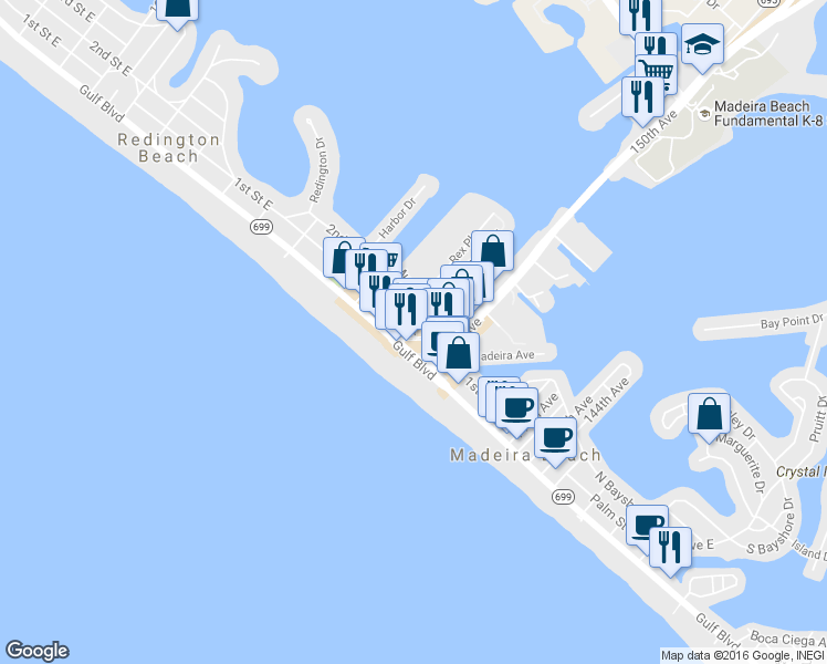map of restaurants, bars, coffee shops, grocery stores, and more near 300 Municipal Dr in St Petersburg