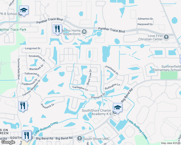 map of restaurants, bars, coffee shops, grocery stores, and more near 12006 Butler Woods Circle in Riverview