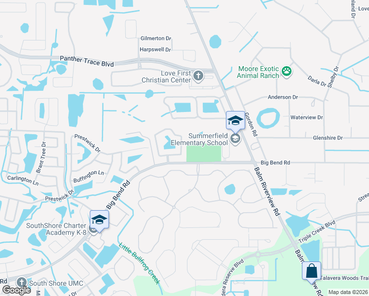 map of restaurants, bars, coffee shops, grocery stores, and more near 11829 Brenford Crest Drive in Riverview