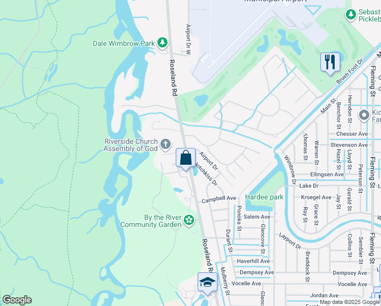 map of restaurants, bars, coffee shops, grocery stores, and more near 8467 Hart Avenue in Sebastian