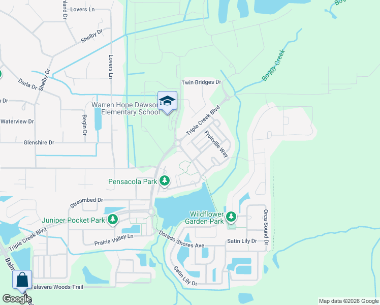 map of restaurants, bars, coffee shops, grocery stores, and more near 13015 Upward Place in Riverview