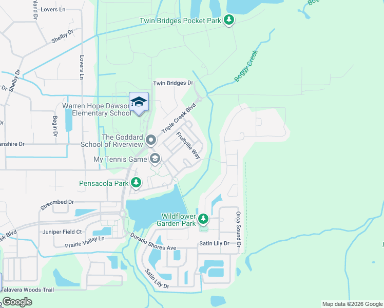 map of restaurants, bars, coffee shops, grocery stores, and more near 13105 Fruitville Way in Riverview