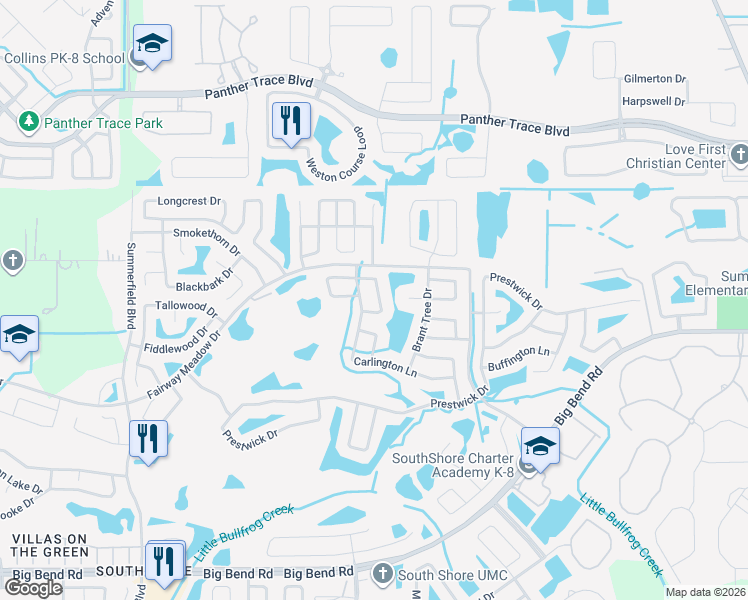 map of restaurants, bars, coffee shops, grocery stores, and more near 11817 Stonewood Gate Drive in Riverview