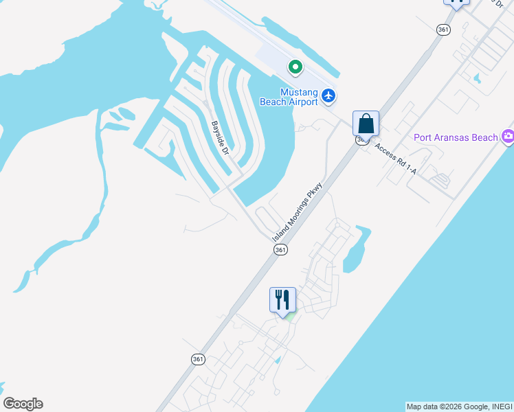 map of restaurants, bars, coffee shops, grocery stores, and more near 176 La Joya in Port Aransas