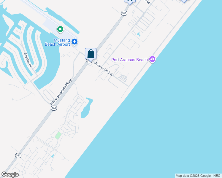 map of restaurants, bars, coffee shops, grocery stores, and more near ACCESS 1-A B And M Street in Port Aransas
