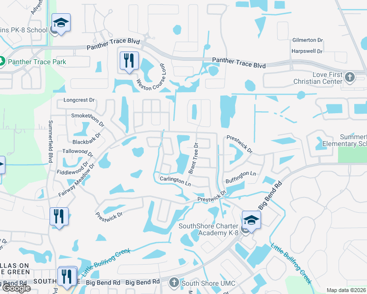 map of restaurants, bars, coffee shops, grocery stores, and more near 11901 Butler Woods Circle in Riverview