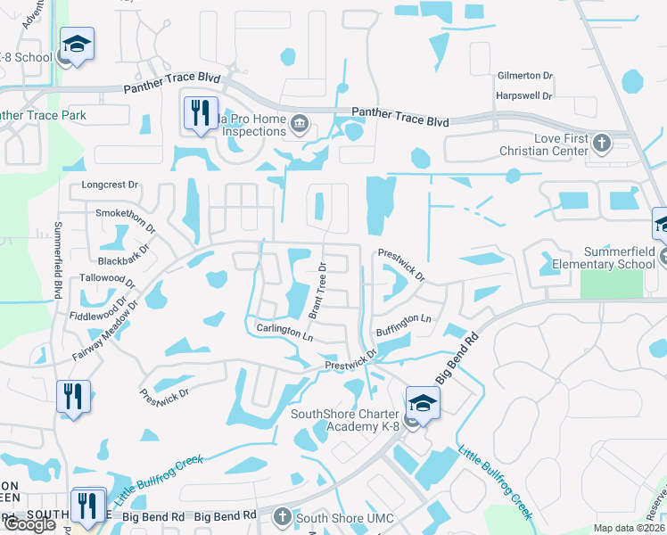 map of restaurants, bars, coffee shops, grocery stores, and more near 12006 Butler Woods Circle in Riverview