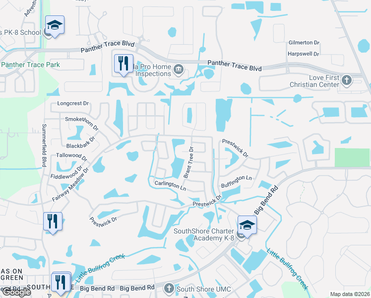 map of restaurants, bars, coffee shops, grocery stores, and more near 11903 Butler Woods Circle in Riverview