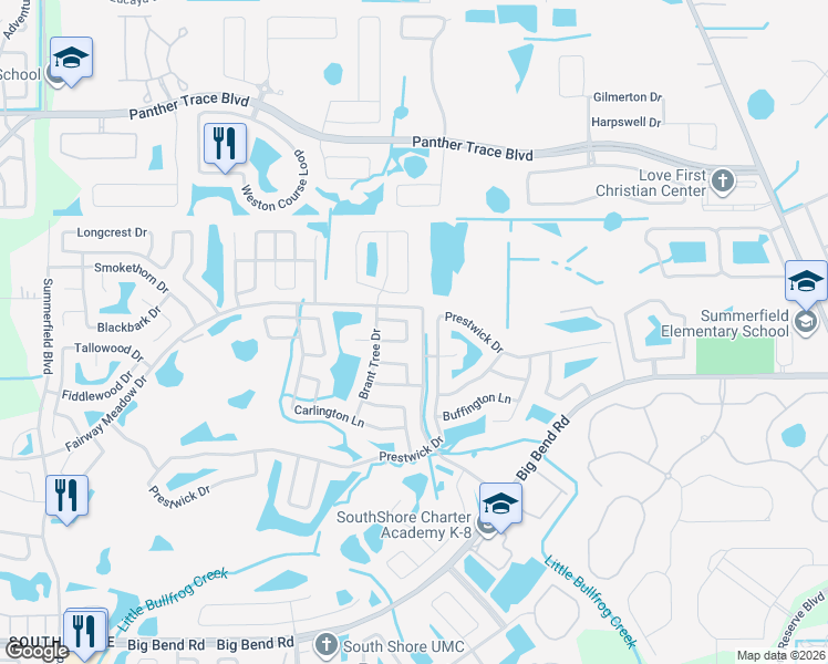 map of restaurants, bars, coffee shops, grocery stores, and more near 12021 Butler Woods Circle in Riverview