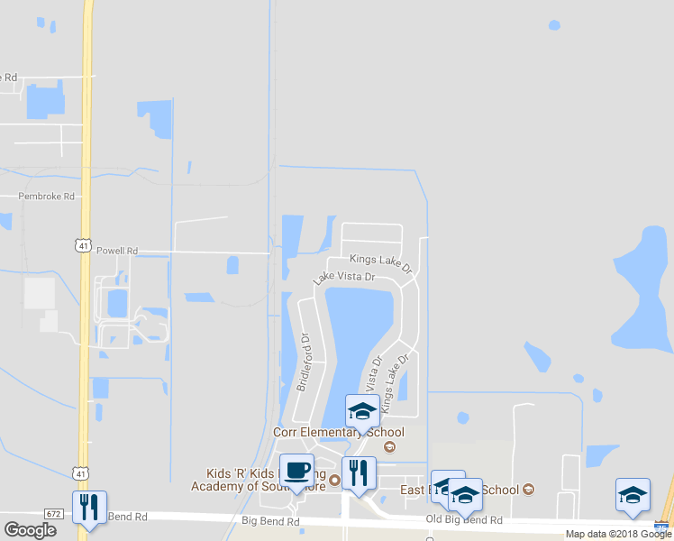 map of restaurants, bars, coffee shops, grocery stores, and more near 12720 Lake Vista Drive in Gibsonton