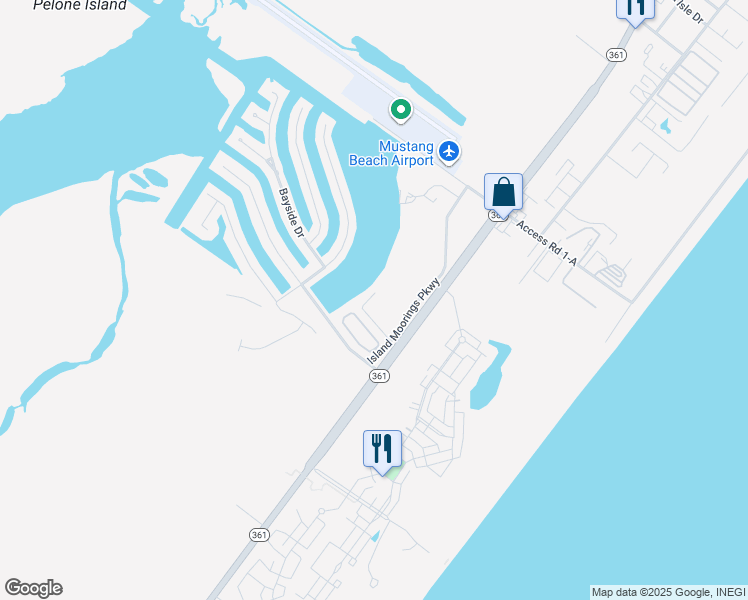 map of restaurants, bars, coffee shops, grocery stores, and more near 3700 Island Moorings Parkway in Port Aransas