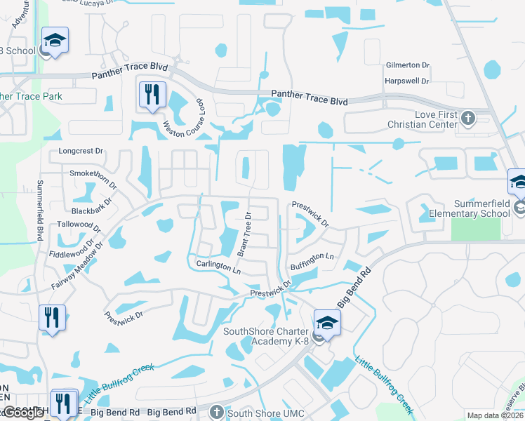 map of restaurants, bars, coffee shops, grocery stores, and more near 12034 Butler Woods Circle in Riverview