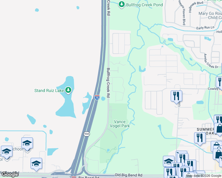 map of restaurants, bars, coffee shops, grocery stores, and more near 12823 Buffalo Run Drive in Gibsonton