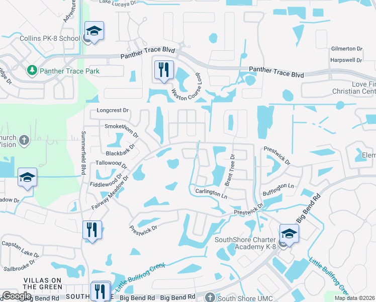 map of restaurants, bars, coffee shops, grocery stores, and more near 11727 Stonewood Gate Drive in Riverview