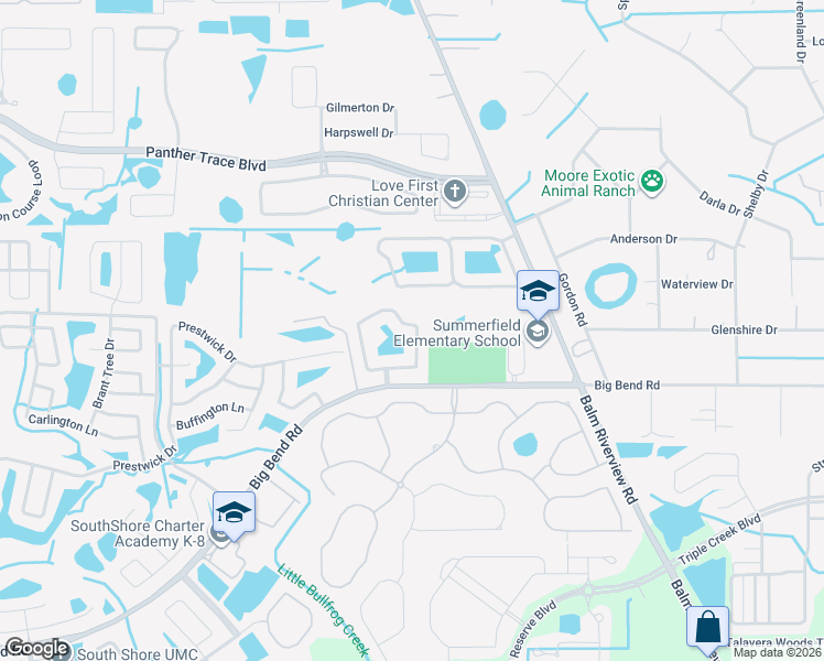 map of restaurants, bars, coffee shops, grocery stores, and more near 11846 Brenford Crest Drive in Riverview