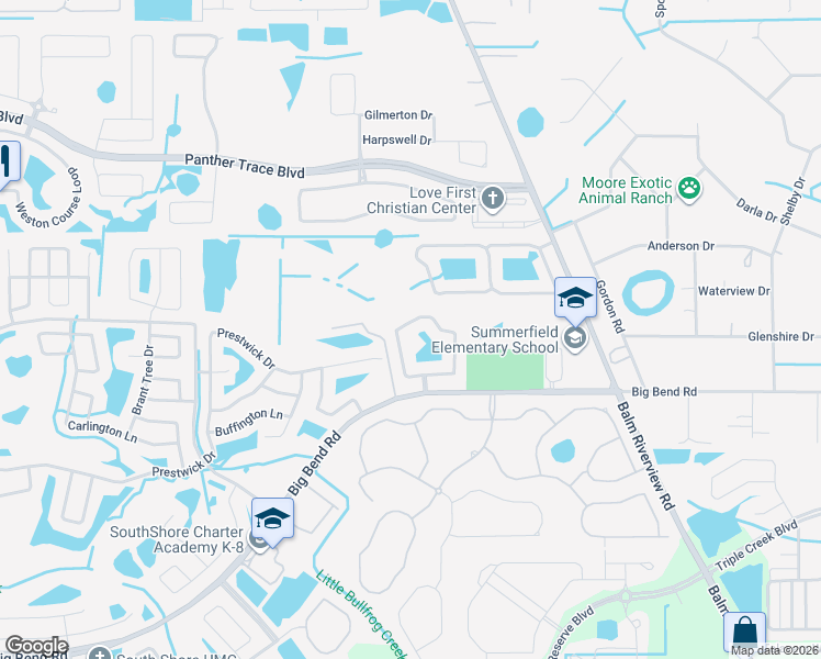 map of restaurants, bars, coffee shops, grocery stores, and more near 11716 Brenford Crest Drive in Riverview