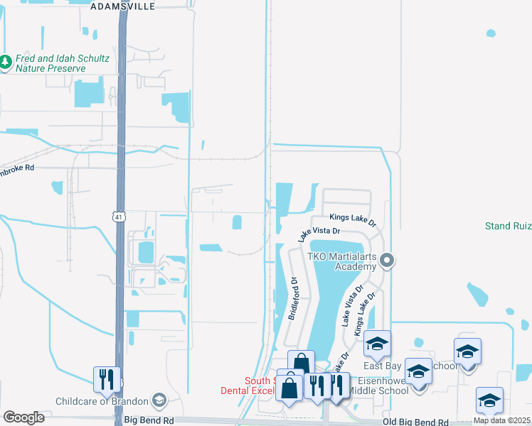 map of restaurants, bars, coffee shops, grocery stores, and more near 6508 Powell Road in Gibsonton