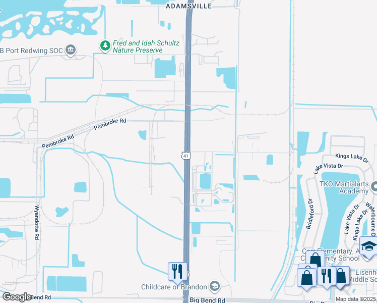 map of restaurants, bars, coffee shops, grocery stores, and more near 6020 Powell Road in Gibsonton