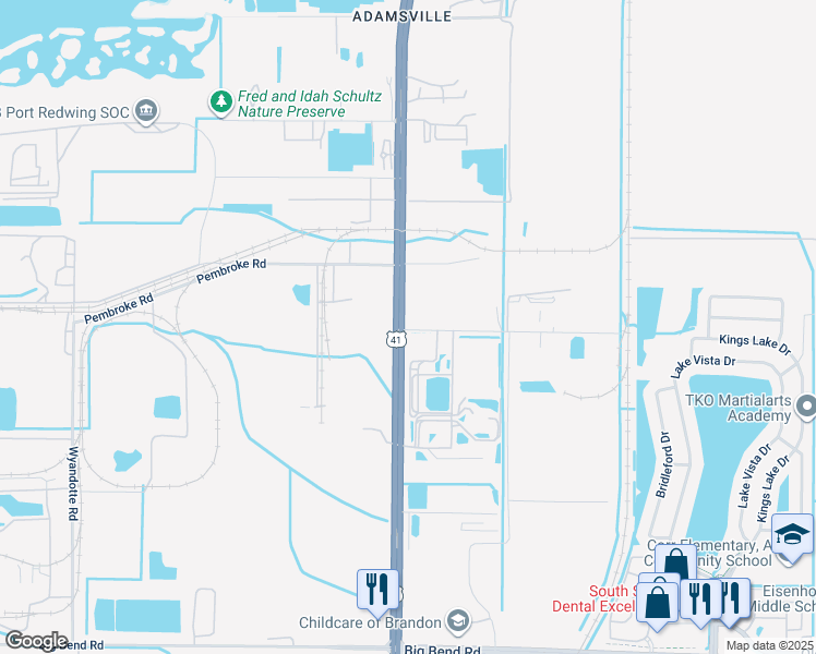 map of restaurants, bars, coffee shops, grocery stores, and more near 6020 Powell Road in Gibsonton