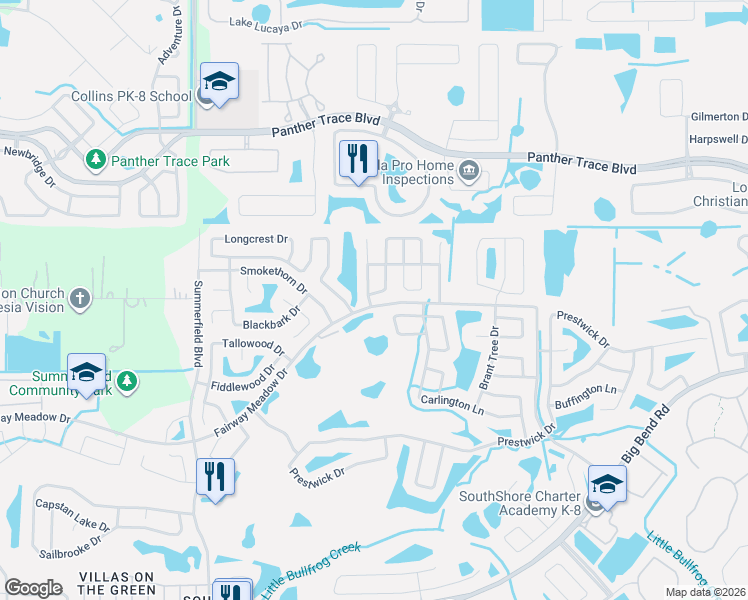 map of restaurants, bars, coffee shops, grocery stores, and more near 12925 Astorwood Place in Riverview