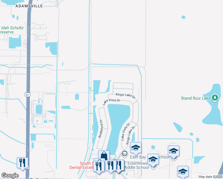 map of restaurants, bars, coffee shops, grocery stores, and more near 6808 Crown Lake Drive in Gibsonton