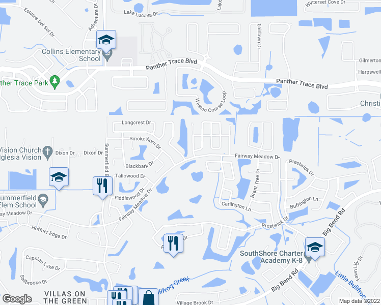 map of restaurants, bars, coffee shops, grocery stores, and more near 12925 Astorwood Place in Riverview