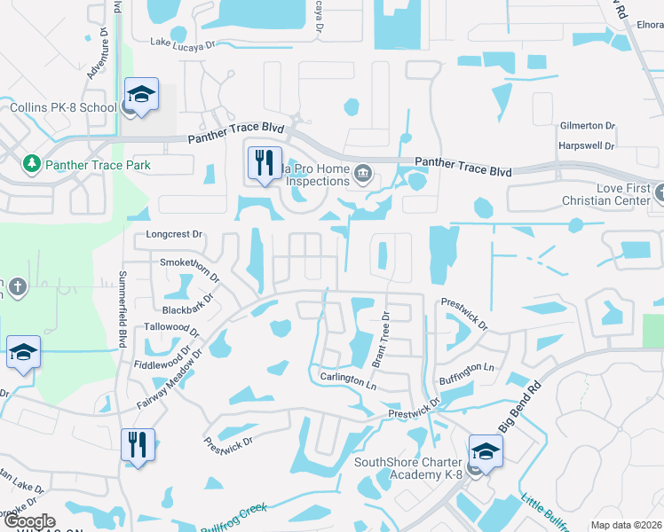 map of restaurants, bars, coffee shops, grocery stores, and more near 12927 Fieldmoor Court in Riverview