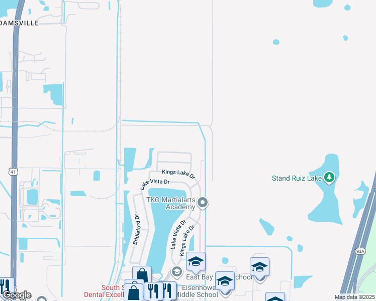 map of restaurants, bars, coffee shops, grocery stores, and more near 6946 Crown Lake Drive in Gibsonton