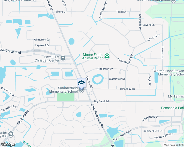 map of restaurants, bars, coffee shops, grocery stores, and more near 12003 Anderson Drive in Riverview