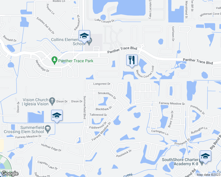 map of restaurants, bars, coffee shops, grocery stores, and more near 12728 Longcrest Drive in Riverview