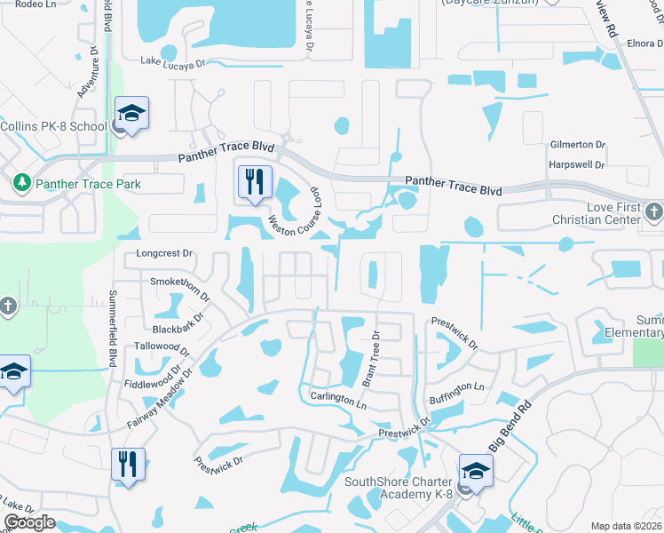 map of restaurants, bars, coffee shops, grocery stores, and more near 12912 Fieldmoor Court in Riverview