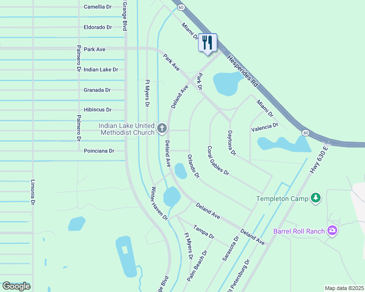 map of restaurants, bars, coffee shops, grocery stores, and more near 41 Poinciana Drive in Lake Wales