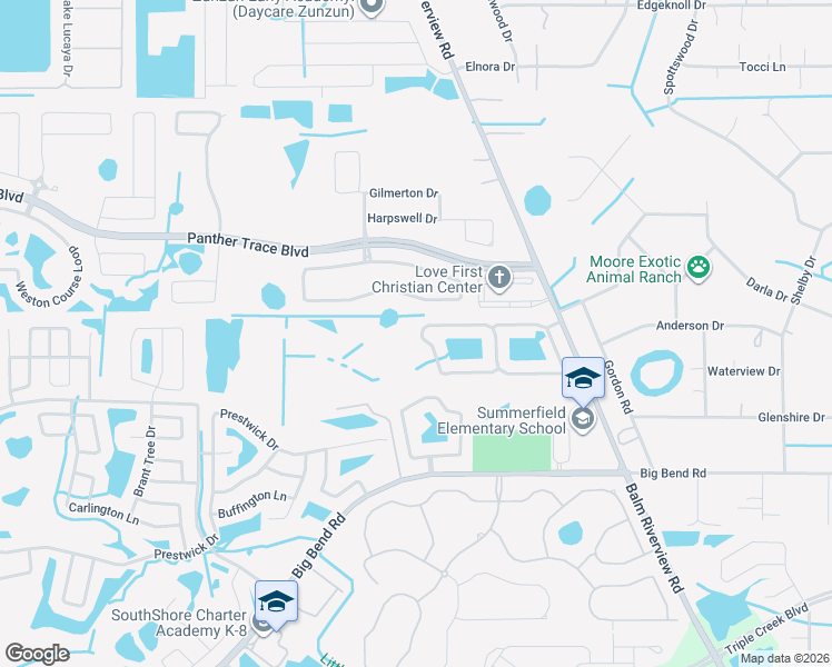 map of restaurants, bars, coffee shops, grocery stores, and more near 11742 Summer Springs Drive in Riverview