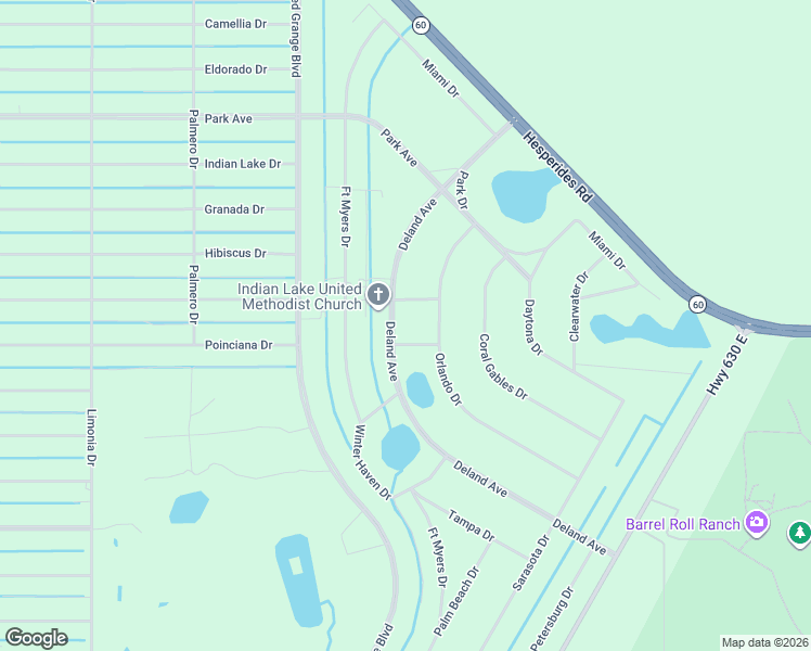 map of restaurants, bars, coffee shops, grocery stores, and more near 52 Deland Avenue in Indian Lake Estates