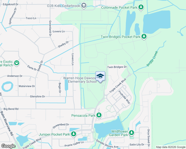 map of restaurants, bars, coffee shops, grocery stores, and more near Unnamed Road in Riverview