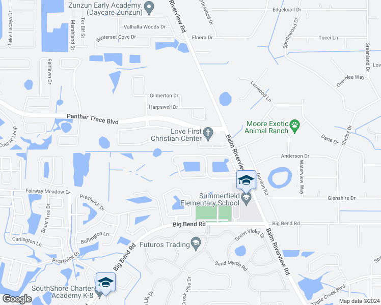 map of restaurants, bars, coffee shops, grocery stores, and more near 11762 Summer Springs Drive in Riverview