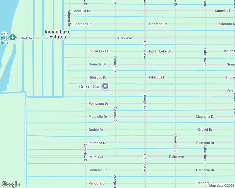 map of restaurants, bars, coffee shops, grocery stores, and more near 823 Valencia Drive in Indian Lake Estates