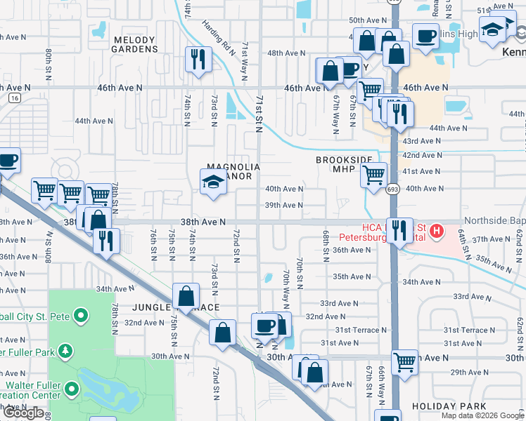 map of restaurants, bars, coffee shops, grocery stores, and more near in St. Petersburg