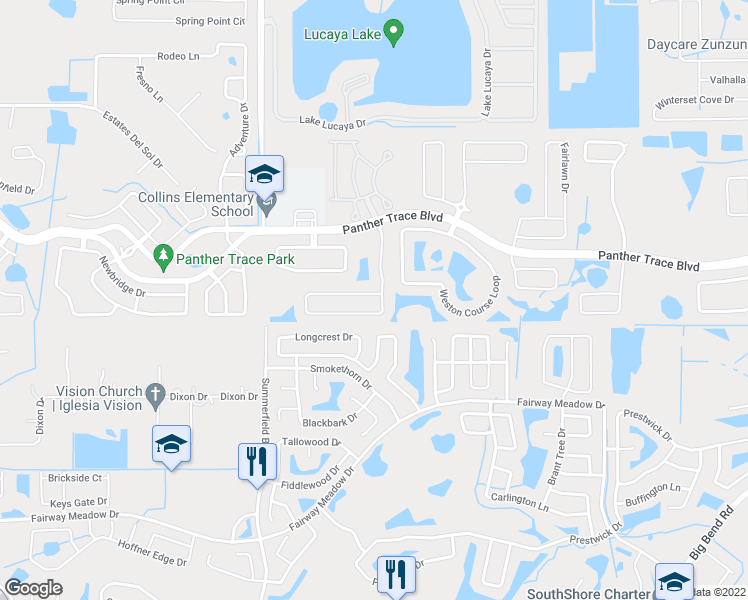 map of restaurants, bars, coffee shops, grocery stores, and more near 12769 Evington Point Drive in Riverview